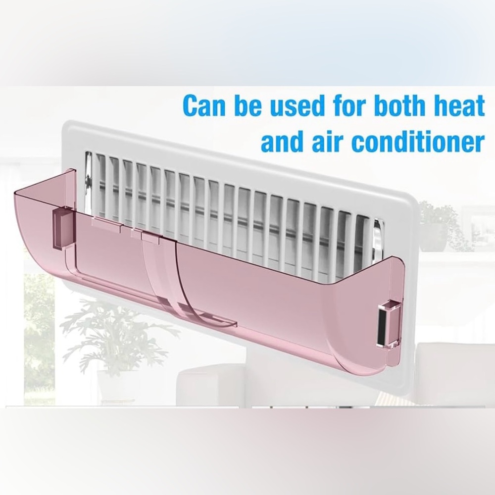 2 pack air vent deflectors in transparent pink. Magnetic & adjustable length EUC